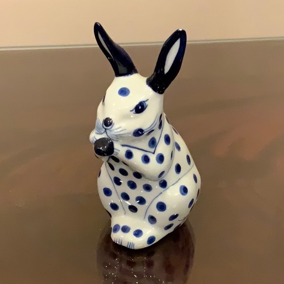 Polka dot bunny, blue and white - Picture 2 of 5